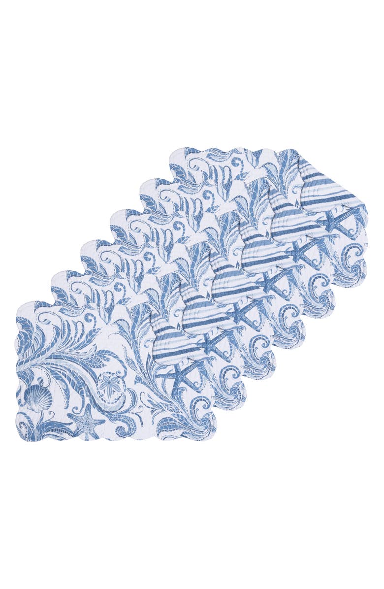 C&F Home Tidal Waves Set of 6 Placemats  13" x 19", Main, color, Blue