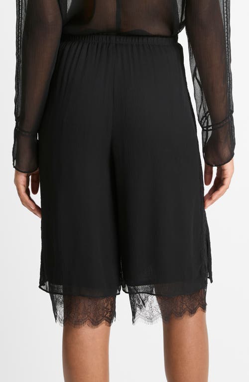 Vince Lace Trim Chiffon Shorts In Black