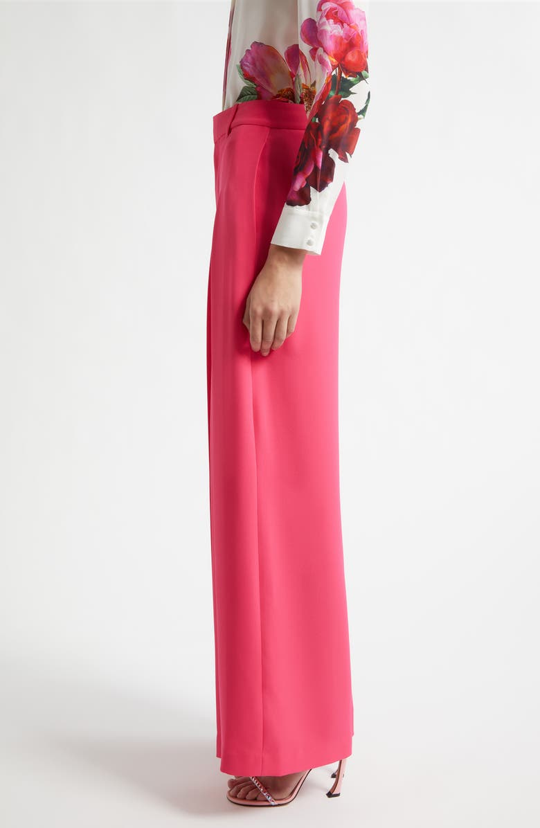 Alice + Olivia Blaire Pleated High Waist Wide Leg Pants, Alternate, color, Deep Pink