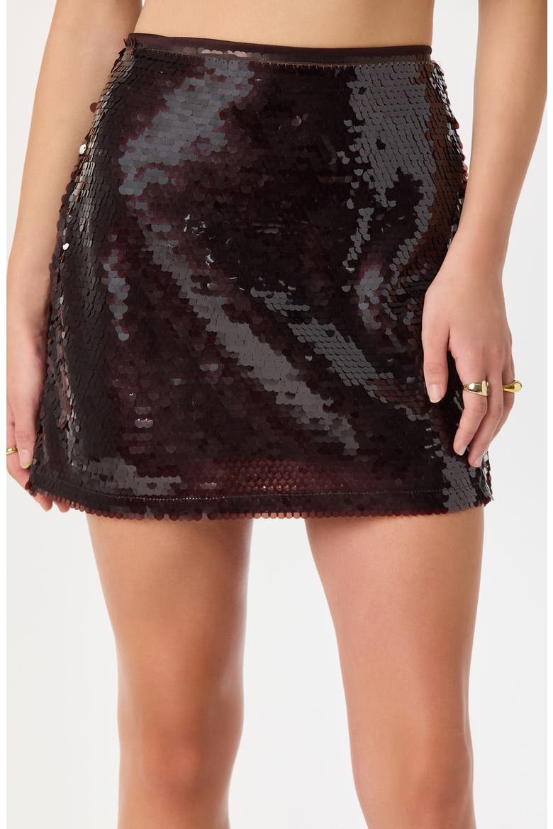 Sequin Miniskirt, Alternate, color, BROWN