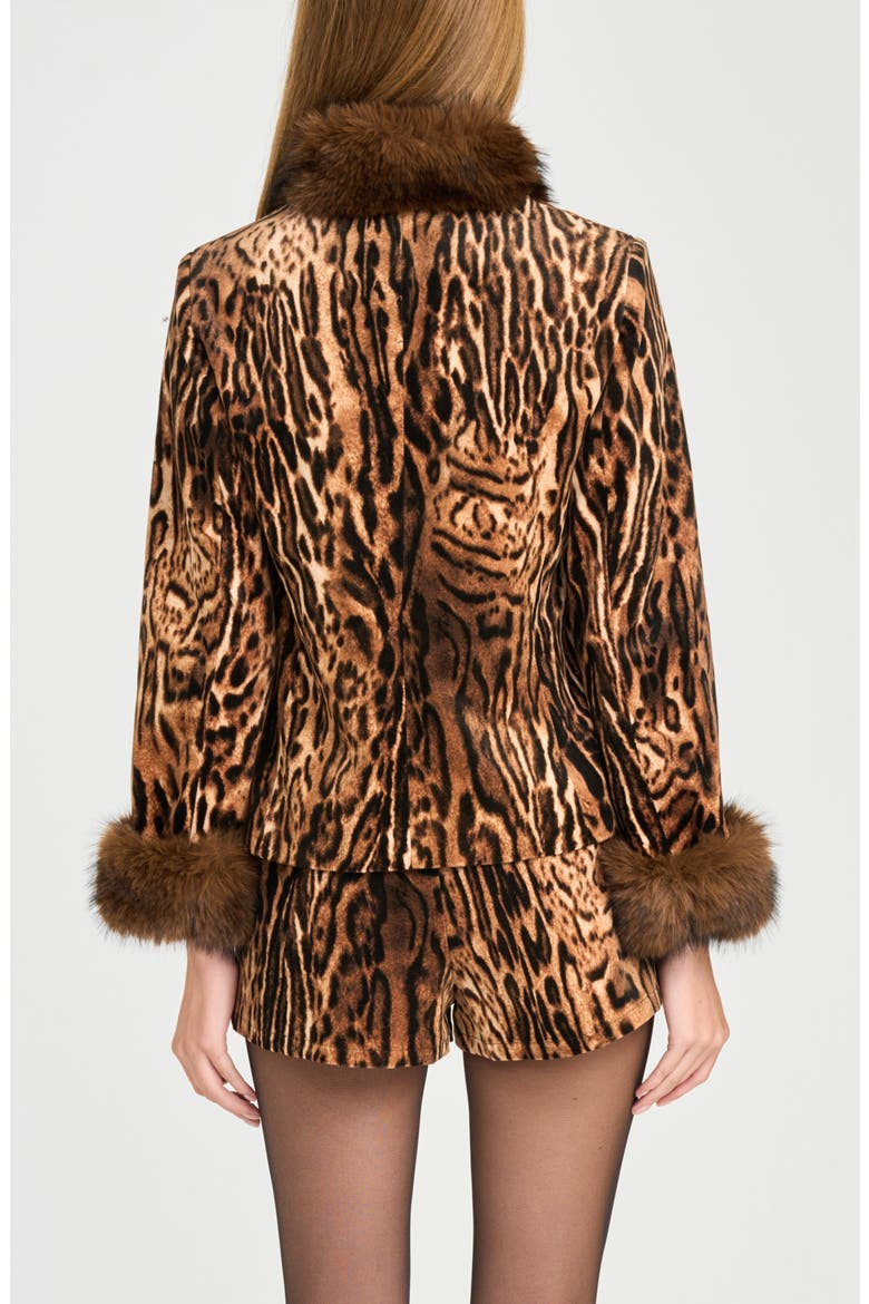 x Rose Lola Naomi Faux Fur Trim Jacket, Alternate, color, LEOPARD