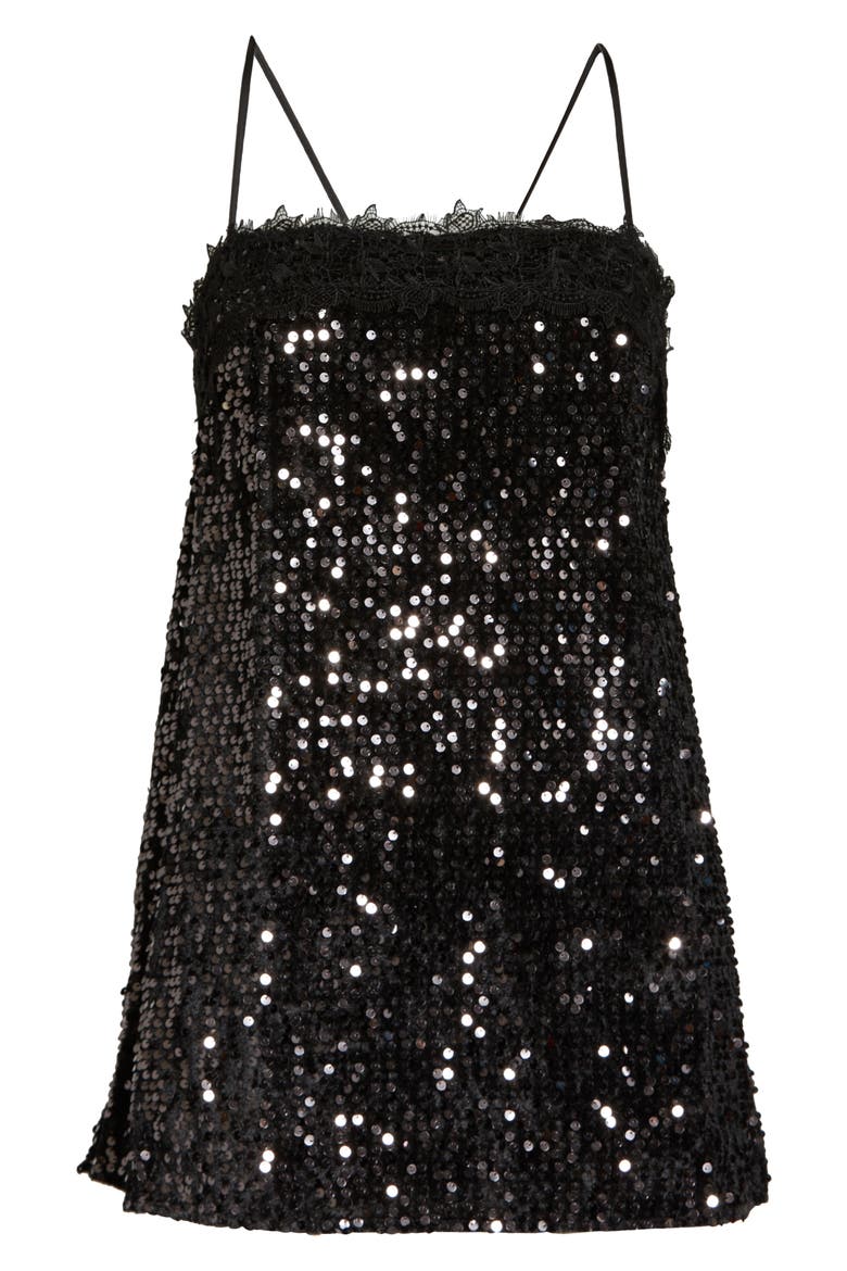 That Girl Sequin Mini Slipdress, Alternate, color, BLACK