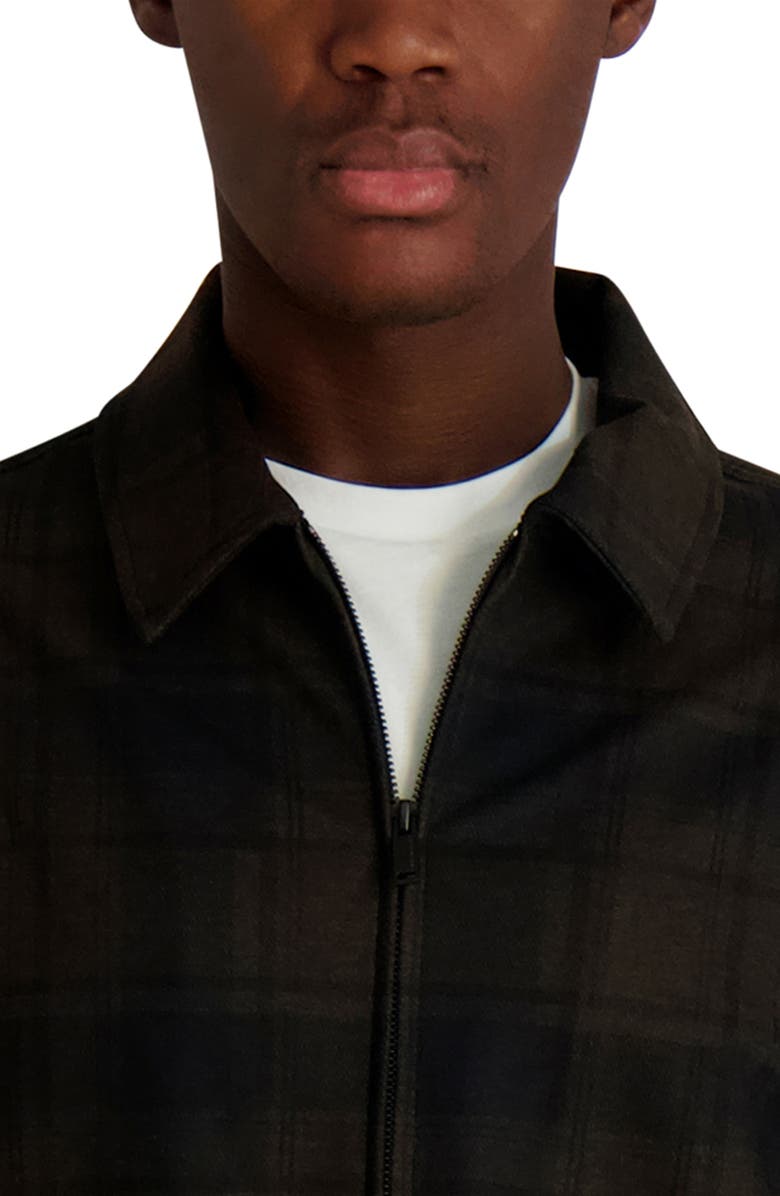 KARL LAGERFELD PARIS Plaid Zip Front Shirt Jacket, Alternate, color, Brown