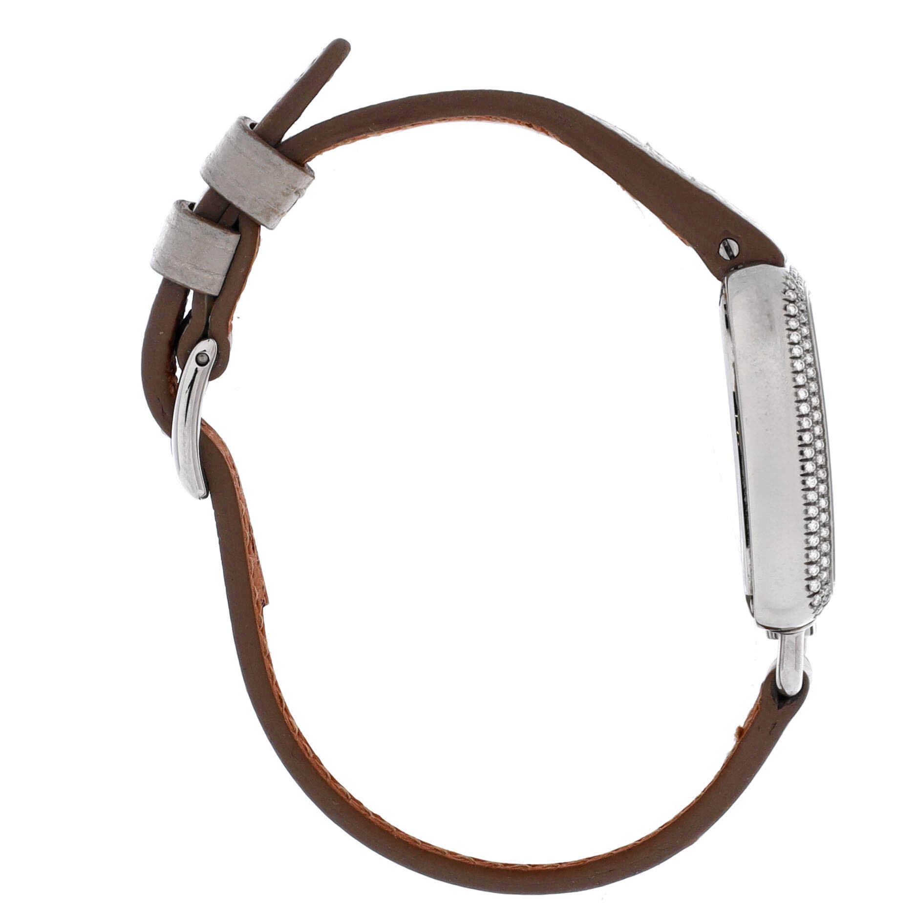 Galop d'Hermes Quartz Watch Stainless Steel and Leather with Diamond Bezel 21, Alternate, color, Grey