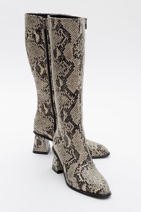 Elly Pattern Block Heel Boot