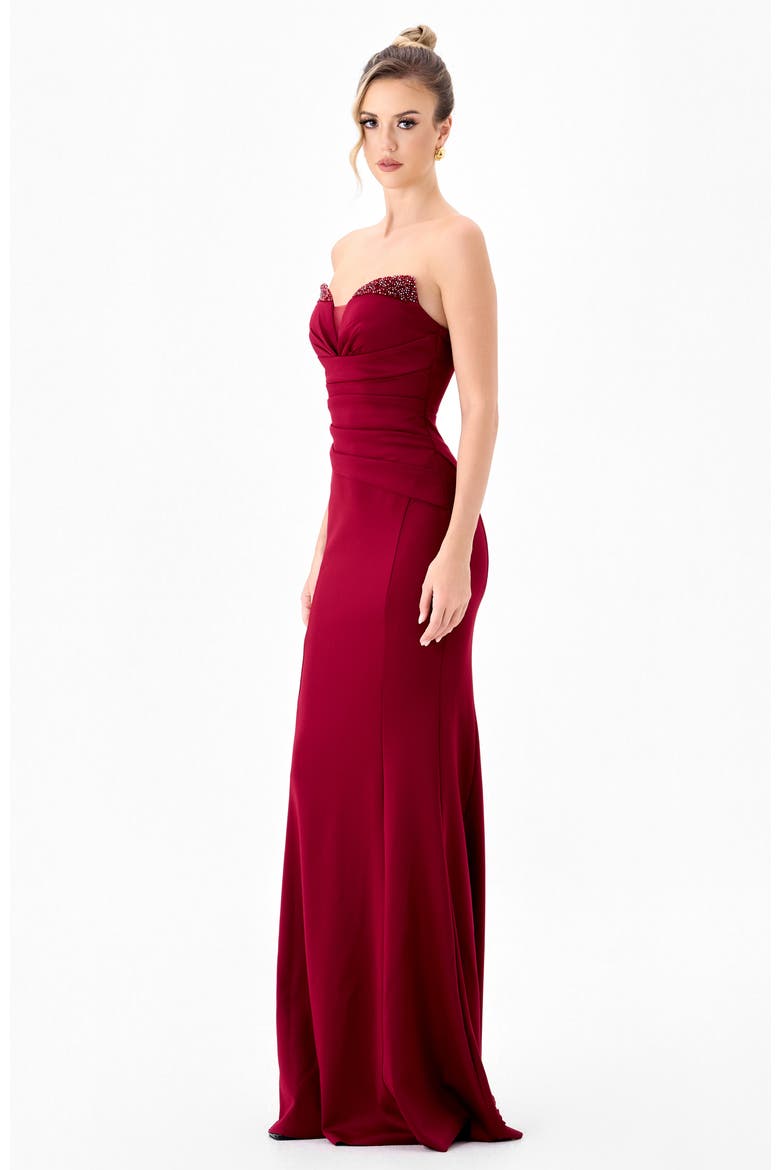 Janna Sweetheart Fishtail Maxi, Alternate, color, DEEP RED