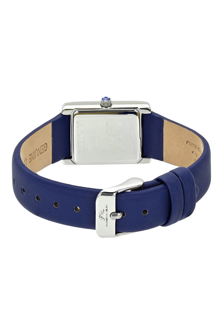 Karolina Leather Strap Watch, 21.5mm x 30mm, Alternate, color, BLUE/ SILVER