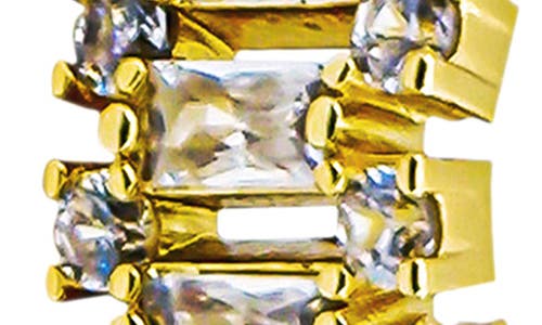 Panacea Cubic Zirconia Triple Row Huggie Hoop Earrings In Gold