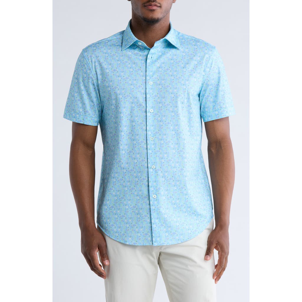 Bugatchi Miles Short Sleeve Stretch Cotton Button-up Shirt