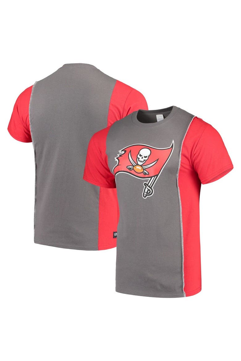 Men's Refried Apparel Pewter/Red Tampa Bay Buccaneers Sustainable Upcycled Split T-Shirt, Main, color, Pewter