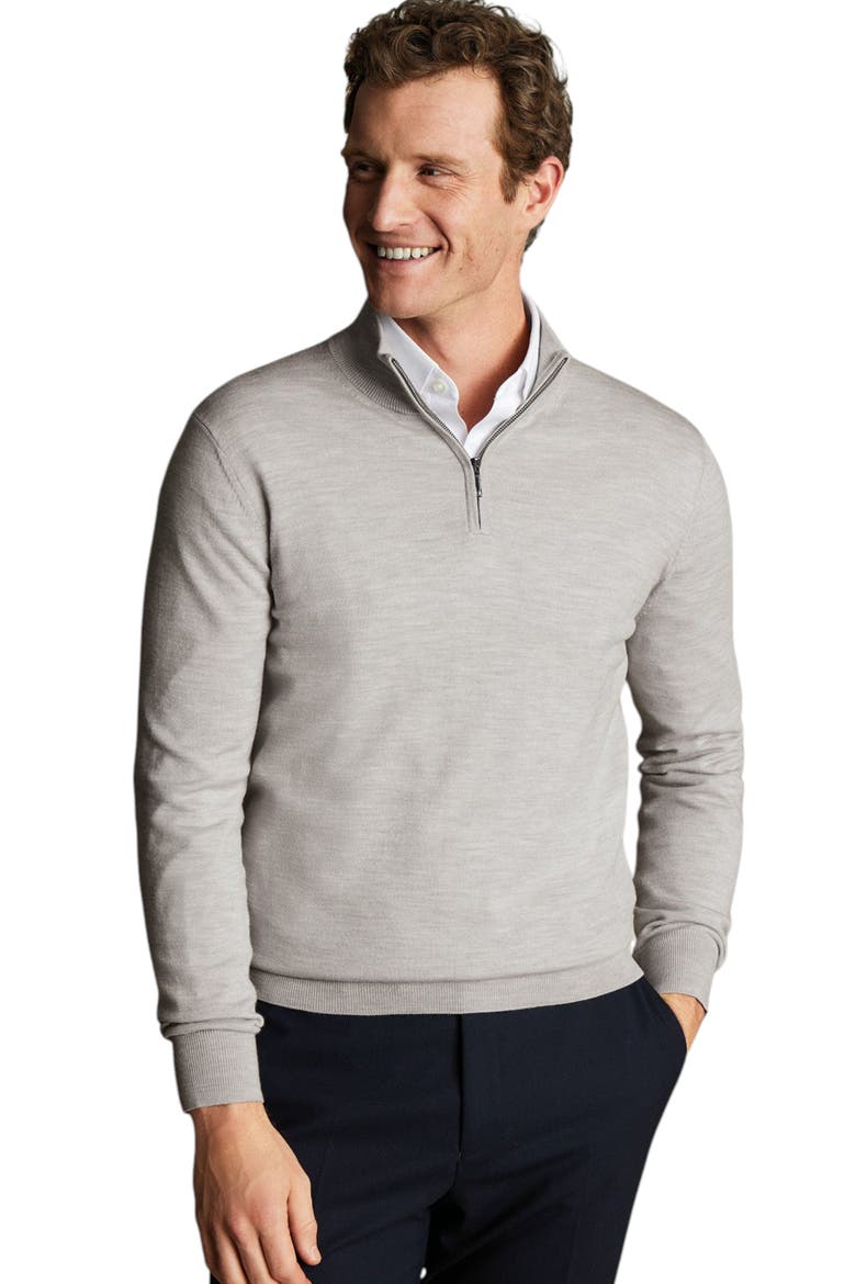 Pure Merino Zip Neck Sweater, Alternate, color, Silver Grey