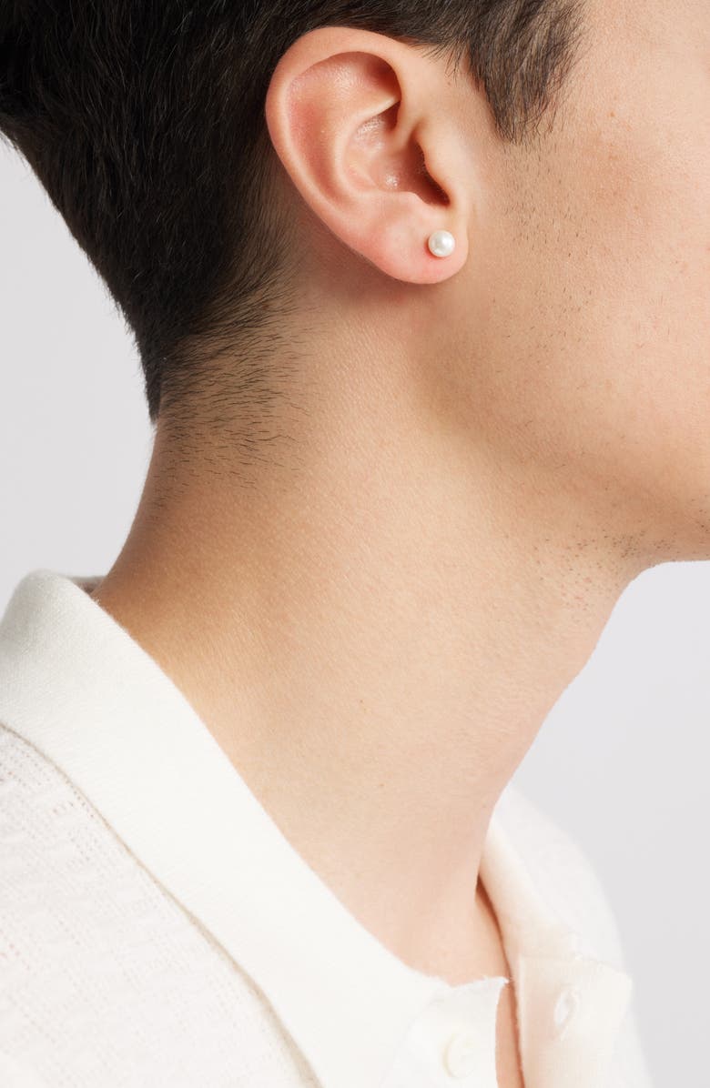 Nordstrom 6mm Faux Pearl & Sterling Silver Stud Earrings, Alternate, color, White- Silver