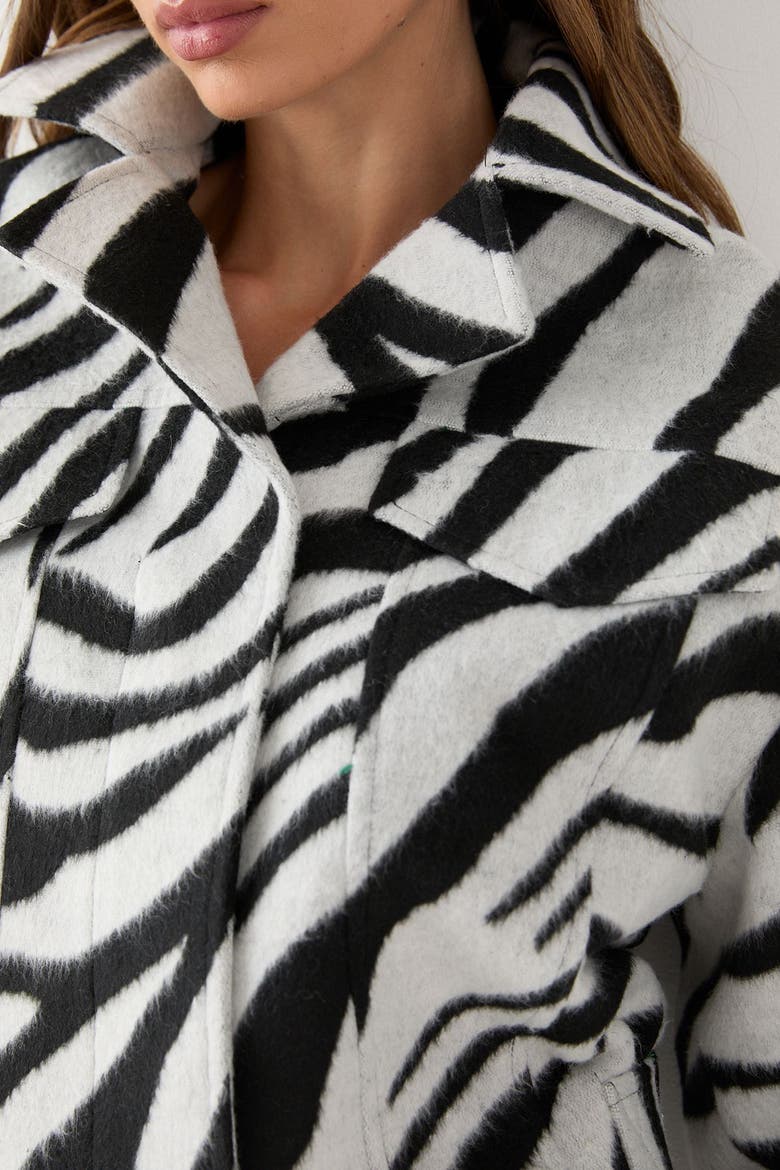 Zebra Cropped Collared Jacket, Alternate, color, Mono