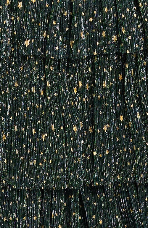 Zunie Kids' Metallic Foil Ruffle Tiered Party Dress In Green