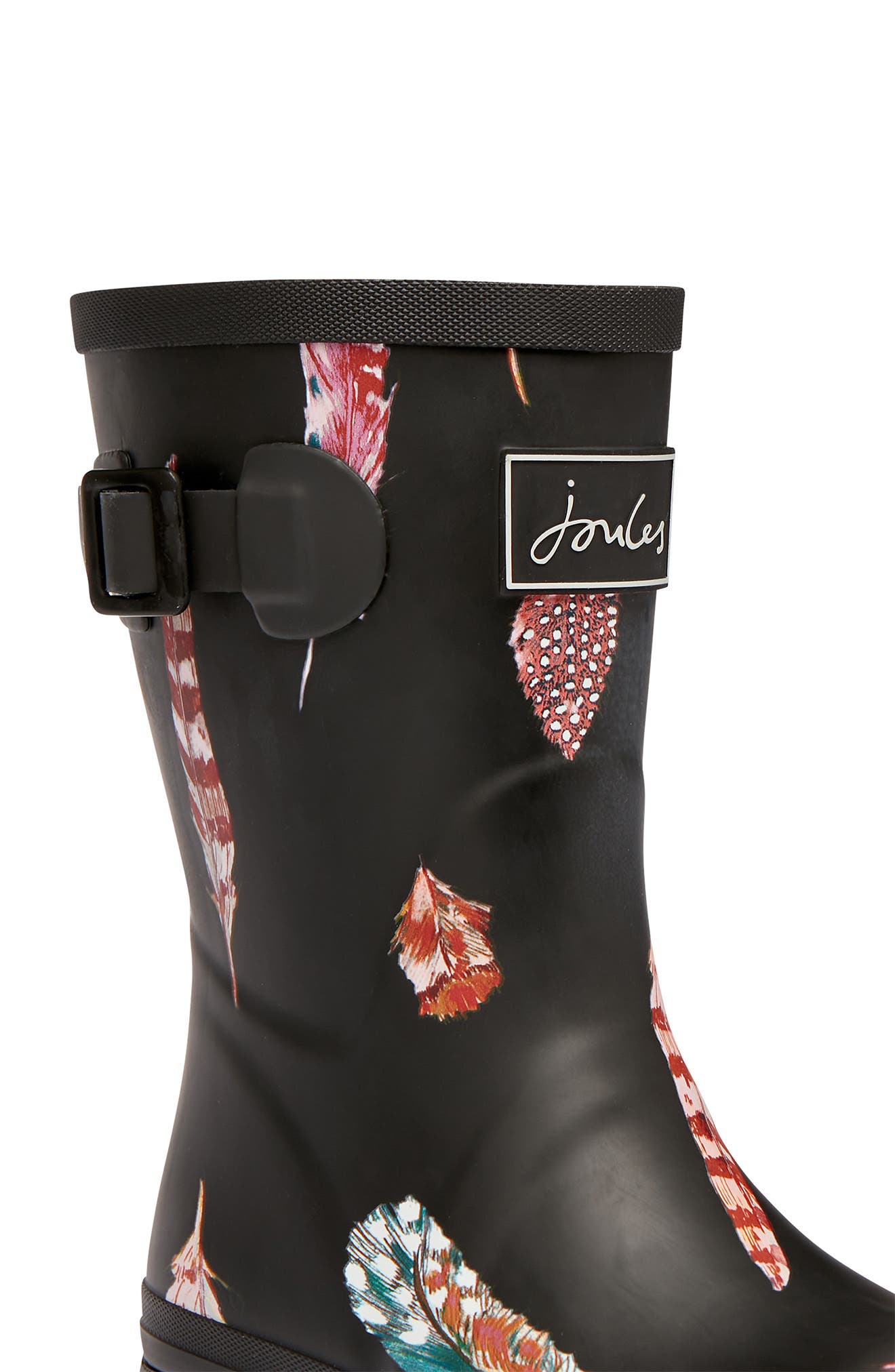 Print Molly Welly Rain Boot, Alternate, color, BLACK FEATHERS