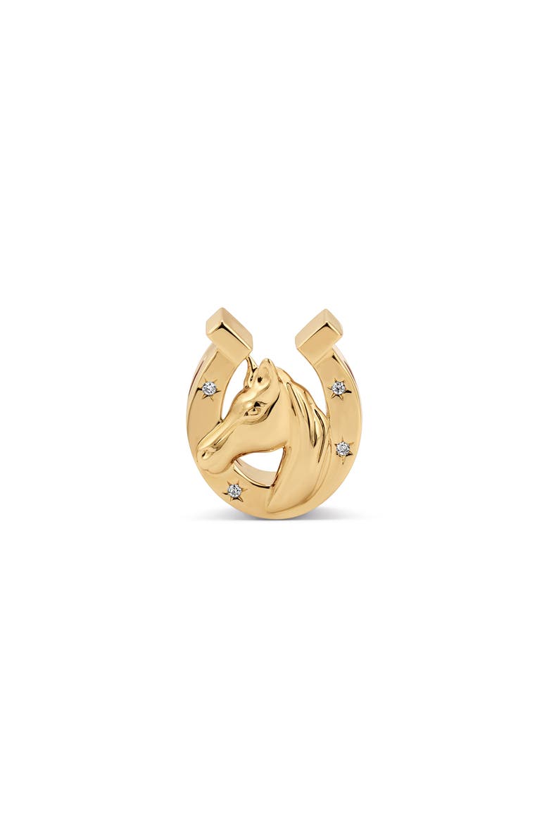Diamond Horse Head Big Bead Charm, Alternate, color, 10K YELLOW GOLD