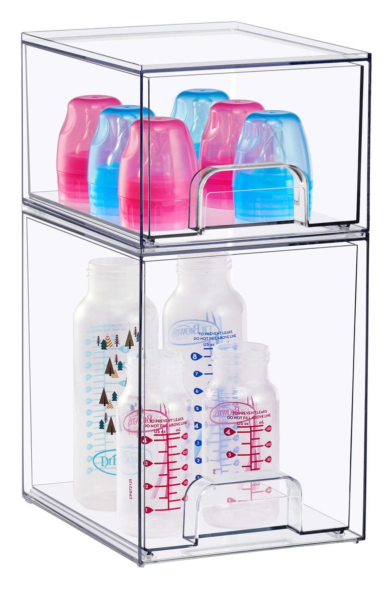 Set of 2 Stackable Acrylic Organizers, Alternate, color, NO COLOR