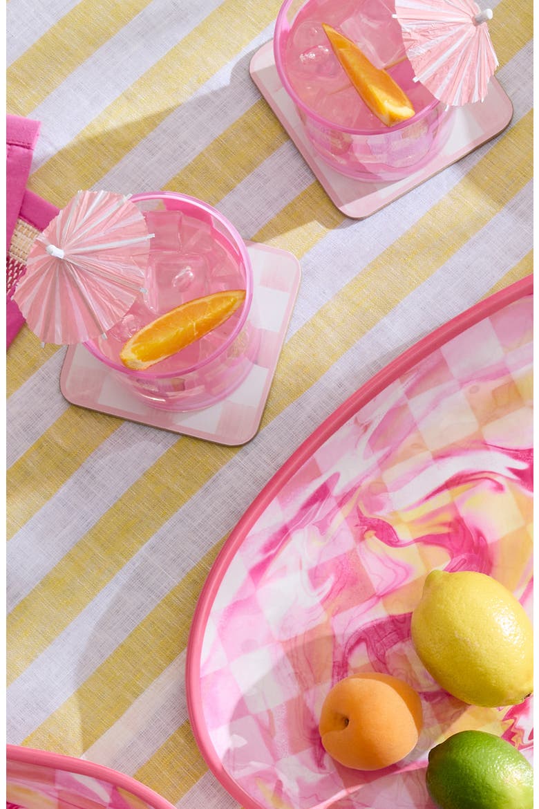Set of 4 Pink Check Acrylic Tumblers, Alternate, color, PINK