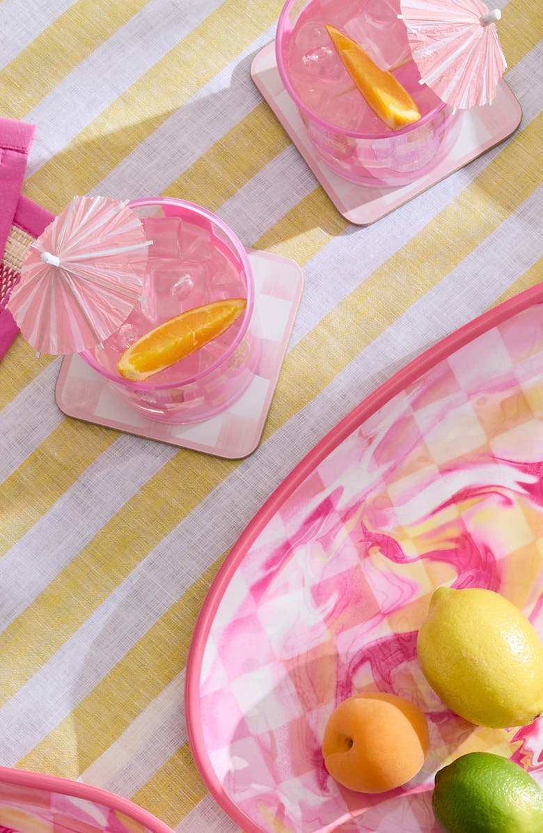 MACKENZIE CHILDS Set of 4 Pink Check Acrylic Tumblers, Alternate, color, Pink