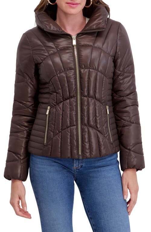 Kensie Hooded Puffer Jacket in Chocolate  product