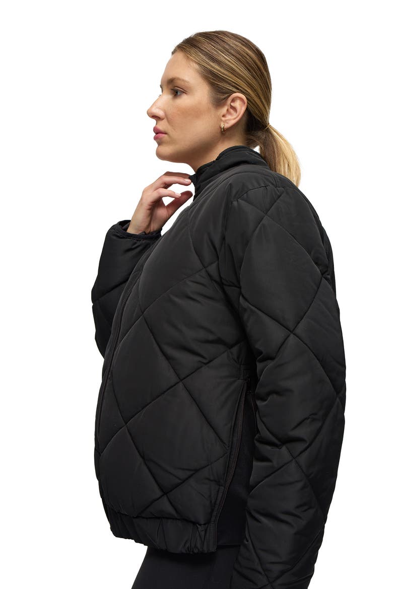 Expandable Raglan Maternity Puffer Jacket, Alternate, color, Black