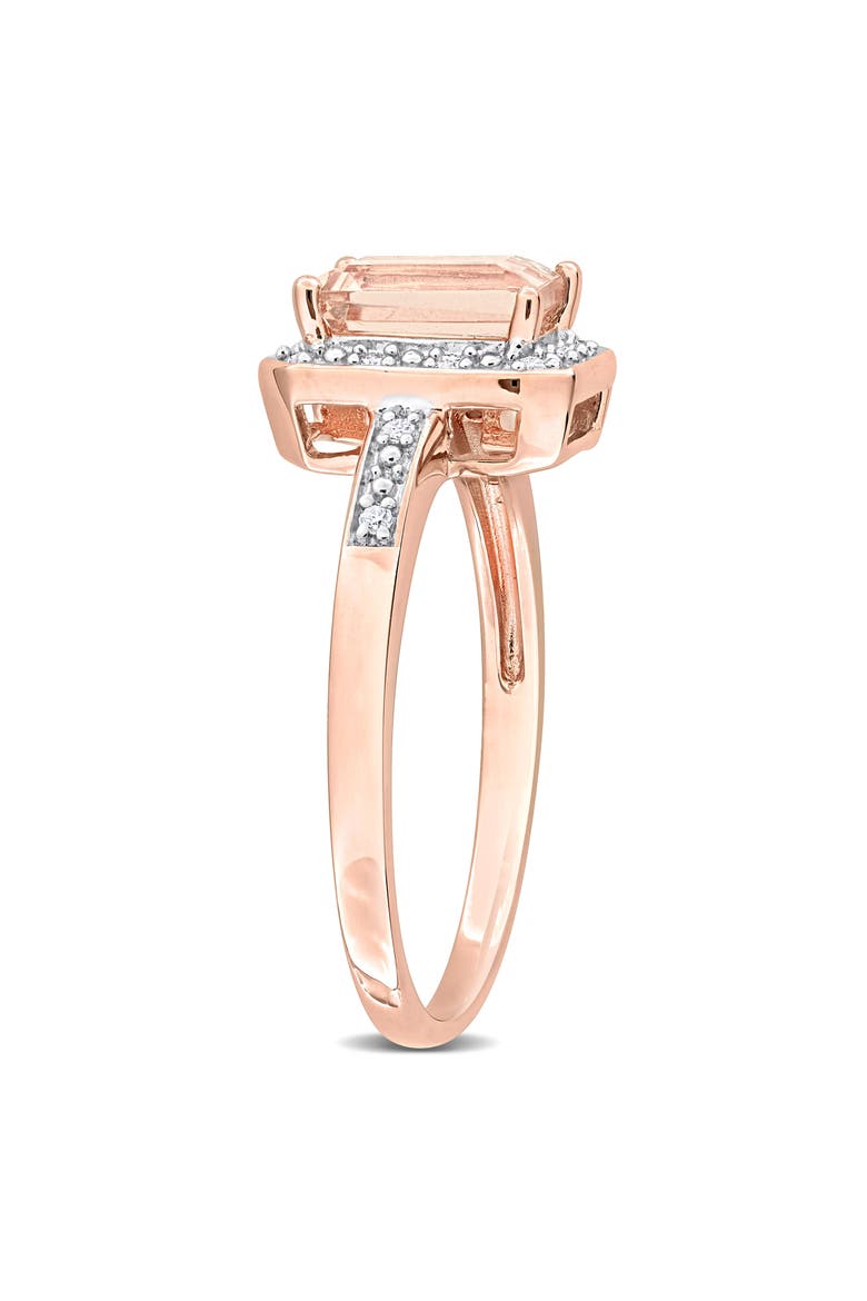 Emerald Cut Morganite & Diamond Halo Ring, Alternate, color, PINK