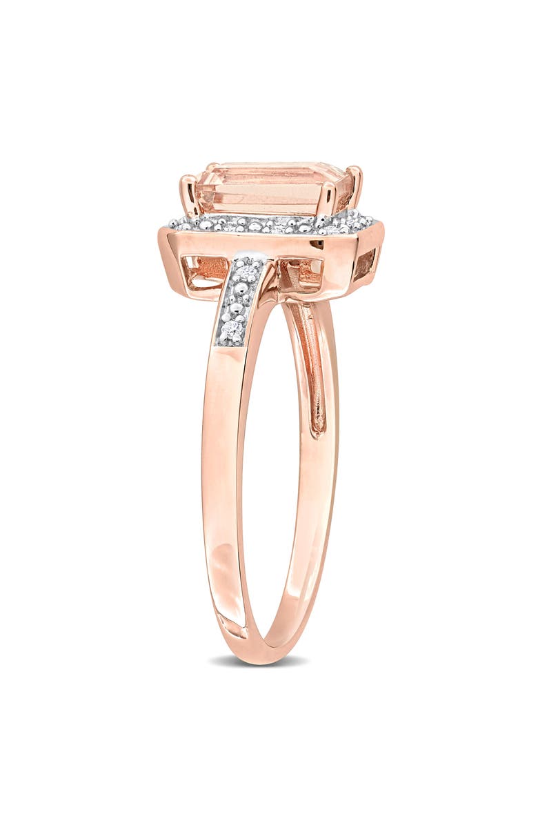DELMAR Emerald Cut Morganite & Diamond Halo Ring, Alternate, color, Pink