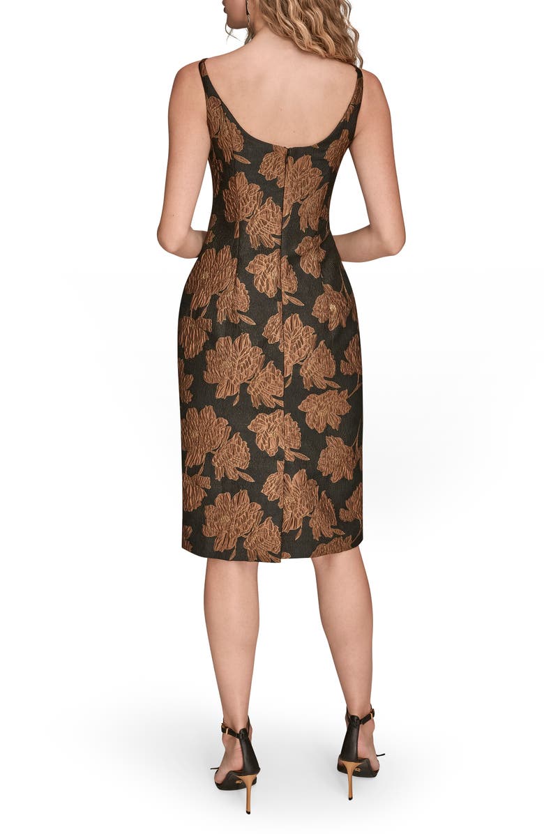 Donna Karan New York Metallic Floral Jacquard Sheath Dress, Alternate, color, Black/ Vicuna