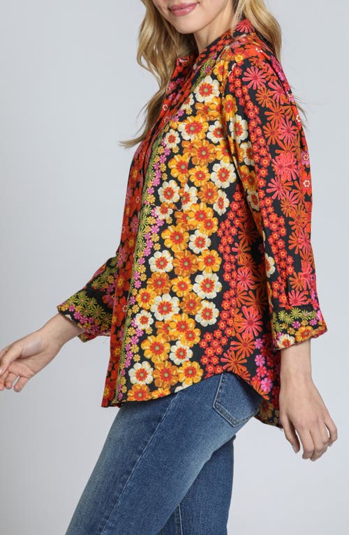 Apny Print Cotton Button-up Shirt In Gold Multi