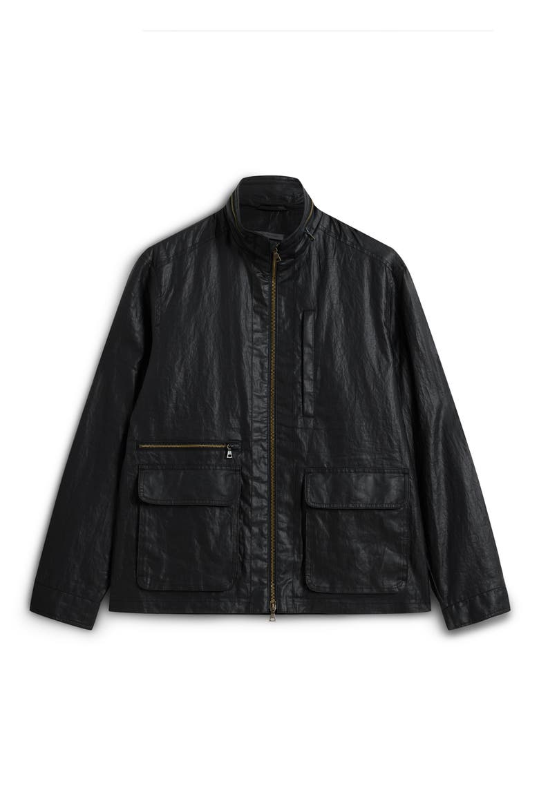 Irving Coated Linen Jacket, Alternate, color, BLACK