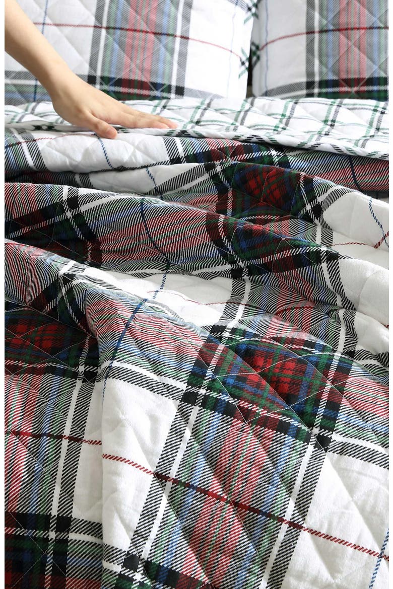 Holiday Plaid Cotton Flannel Twin Quilt Set, Alternate, color, RED