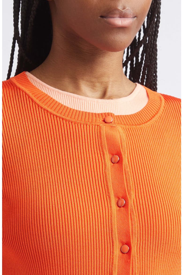 Zoe Crop Fitted Cardigan, Alternate, color, FLAME
