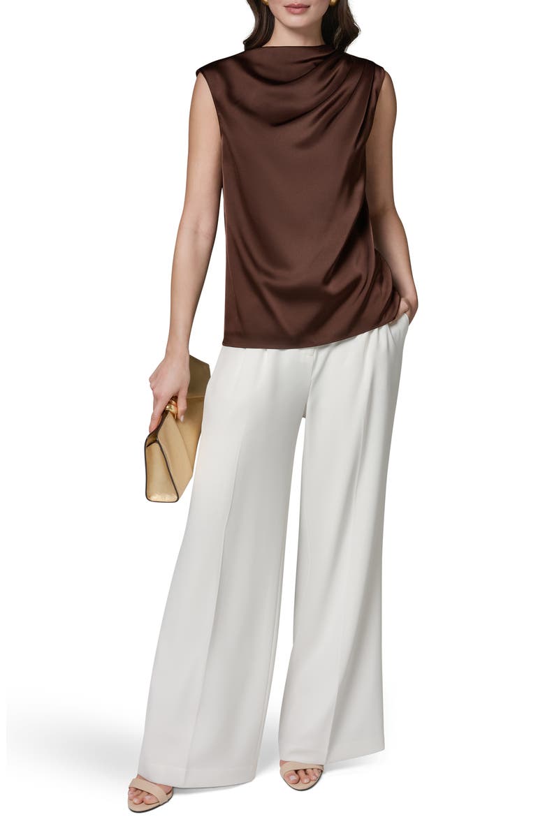 Pleated Shoulder Satin Blouse, Alternate, color, CANYON