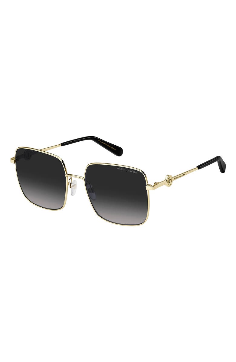 Marc Jacobs 58mm Gradient Square Sunglasses, Alternate, color, Gold Black