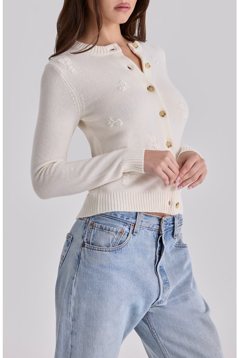 Poppie Embroidered Wool & Cashmere Cardigan, Alternate, color, IVORY