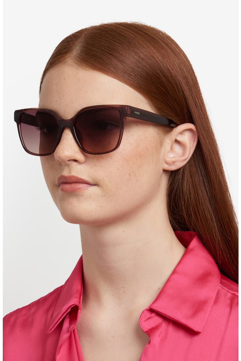 55mm Gradient Cat Eye Sunglasses, Alternate, color, CRYSTAL GREY/ BROWN SF