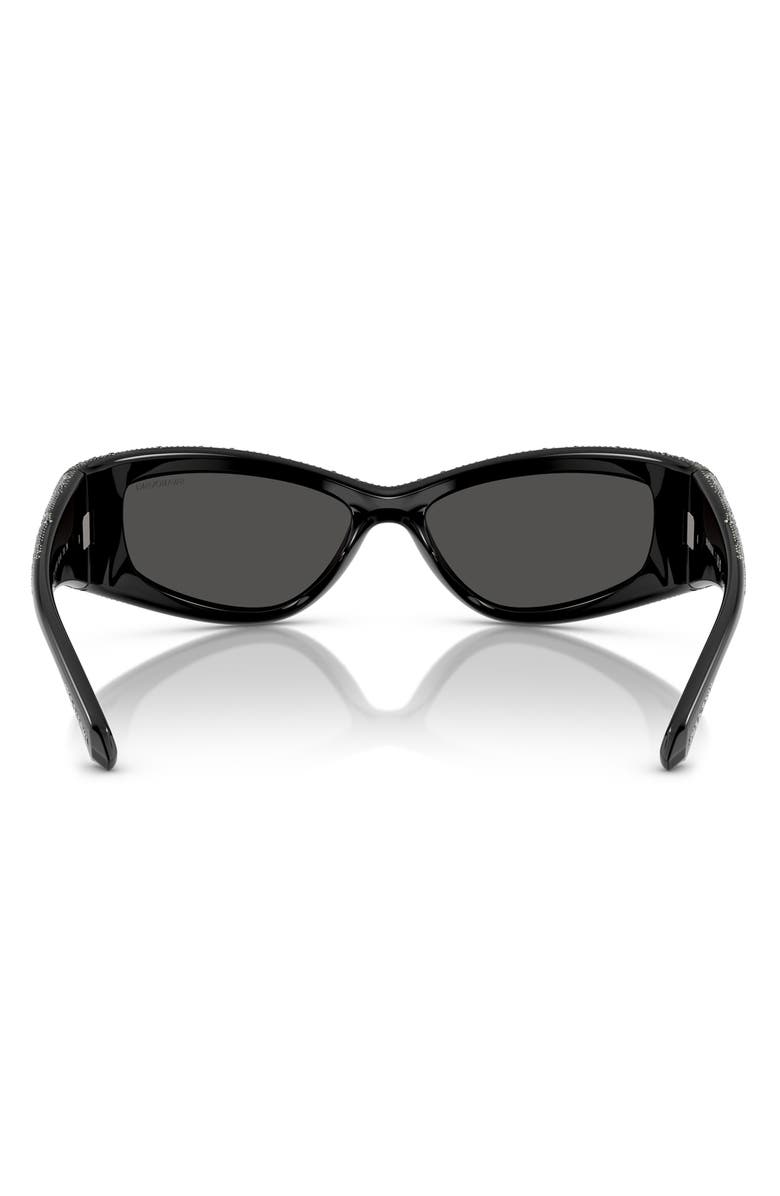 Swarovski 60mm Irregular Sunglasses, Alternate, color, Black