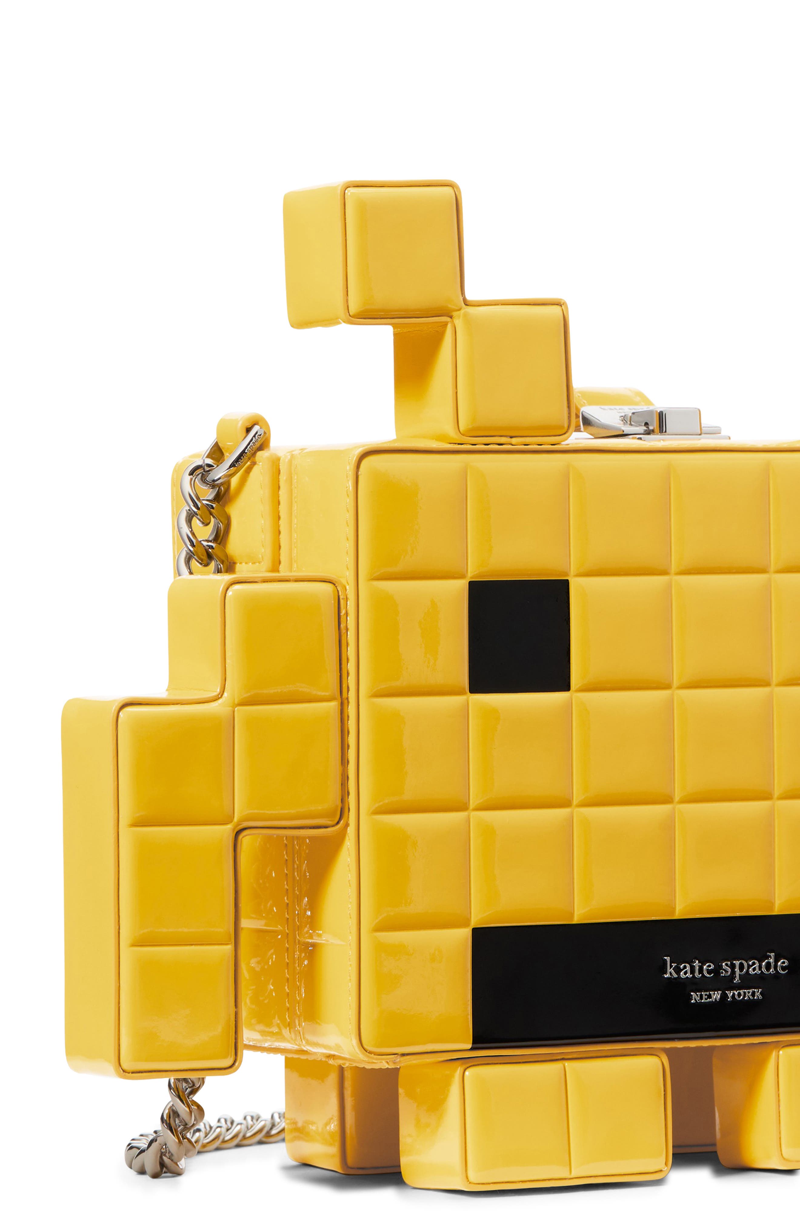 Kate Spade New York x Space Invaders 3D alien patent leather crossbody bag, Alternate, color, 