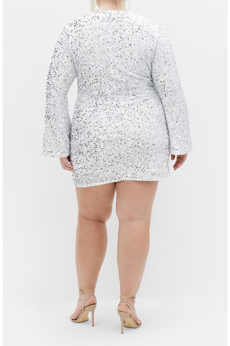 Paislee Sequin Long Sleeve Dress, Alternate, color, SILVER