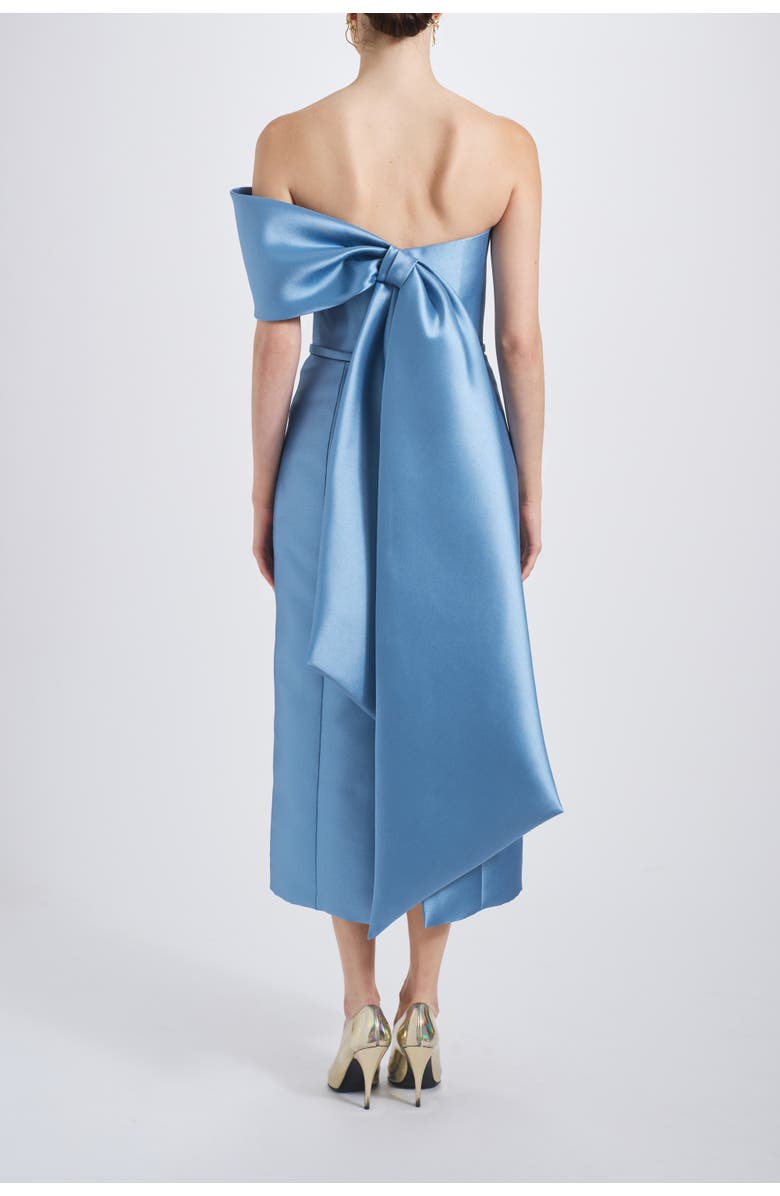 Amsale Bow Cocktail Dress, Alternate, color, Smokey-Blue