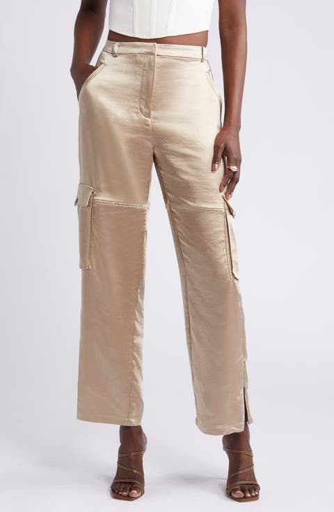 Satin Cargo Pants