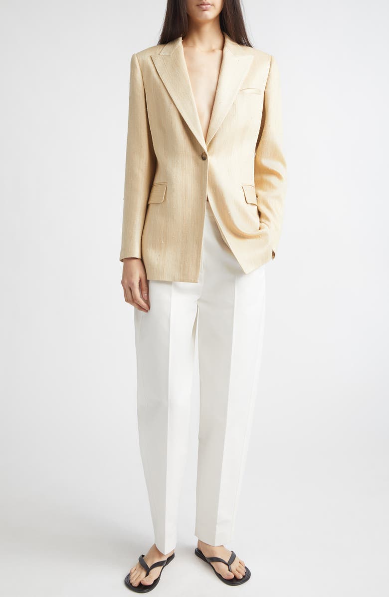 PARTOW Bow Silk Blend Jacket, Alternate, color, Sand