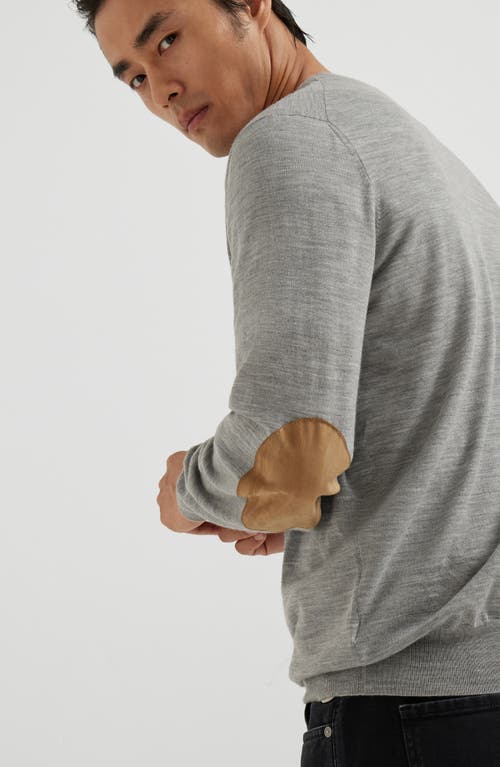 Brunello Cucinelli Lightweight Sweater With Patches In Gray