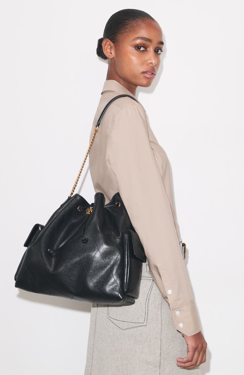 Tory Burch Large Charlie Quilted Leather Drawstring Shoulder Bag, Alternate, color,