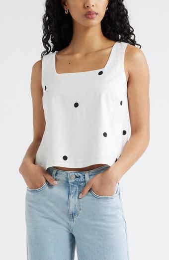 Square Neck Sleeveless Linen Blend Top