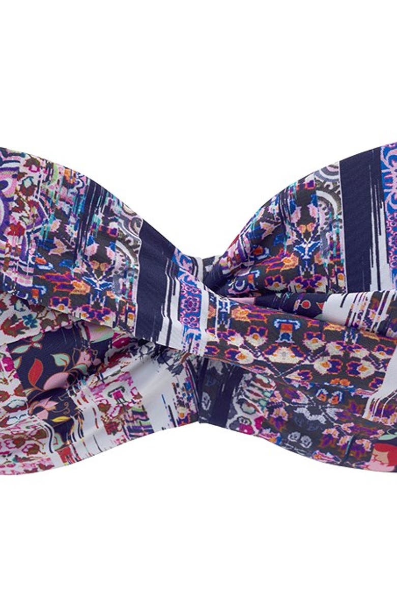 LASCANA Wire Bandeau Bikini Top Size 40DD, Alternate, color, Dark Blue Multi