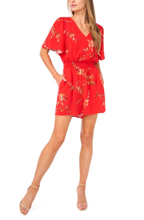 V-Neck Flutter Sleeve Romper