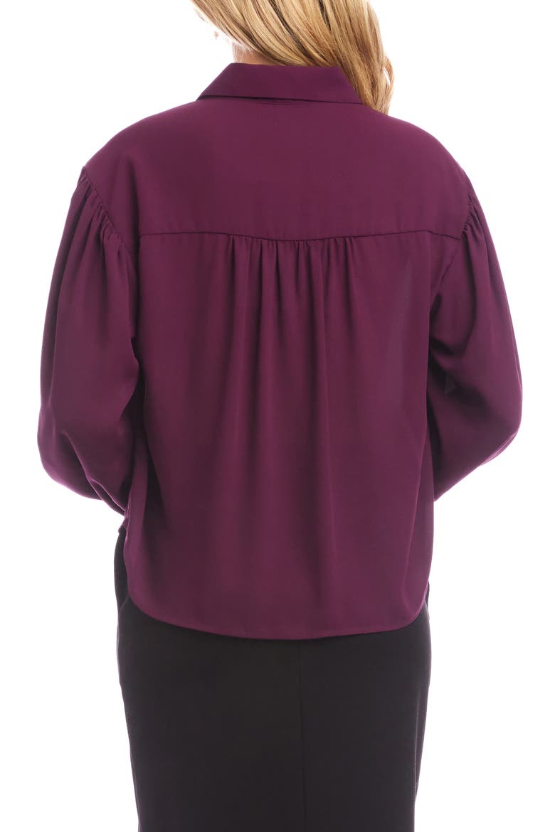 Drapey Crepe Button-Up Shirt, Alternate, color, EGGPLANT