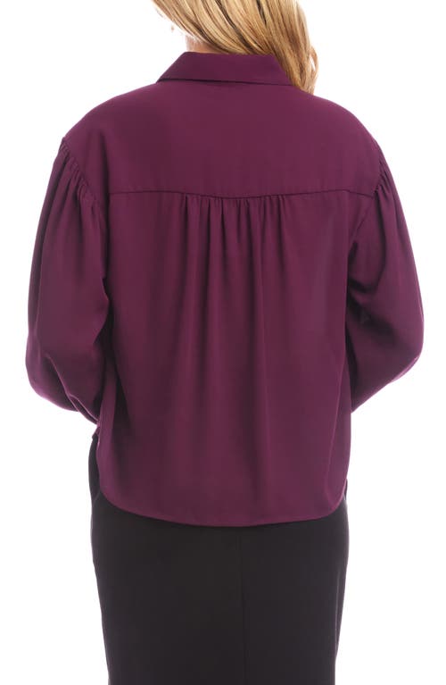 Karen Kane Drapey Crepe Button-up Shirt In Purple