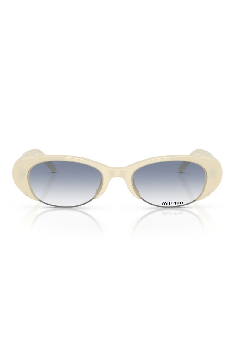 52mm Gradient Oval Sunglasses, Main, color, OPAL WHITE / CLEAR LIGHT BLUE